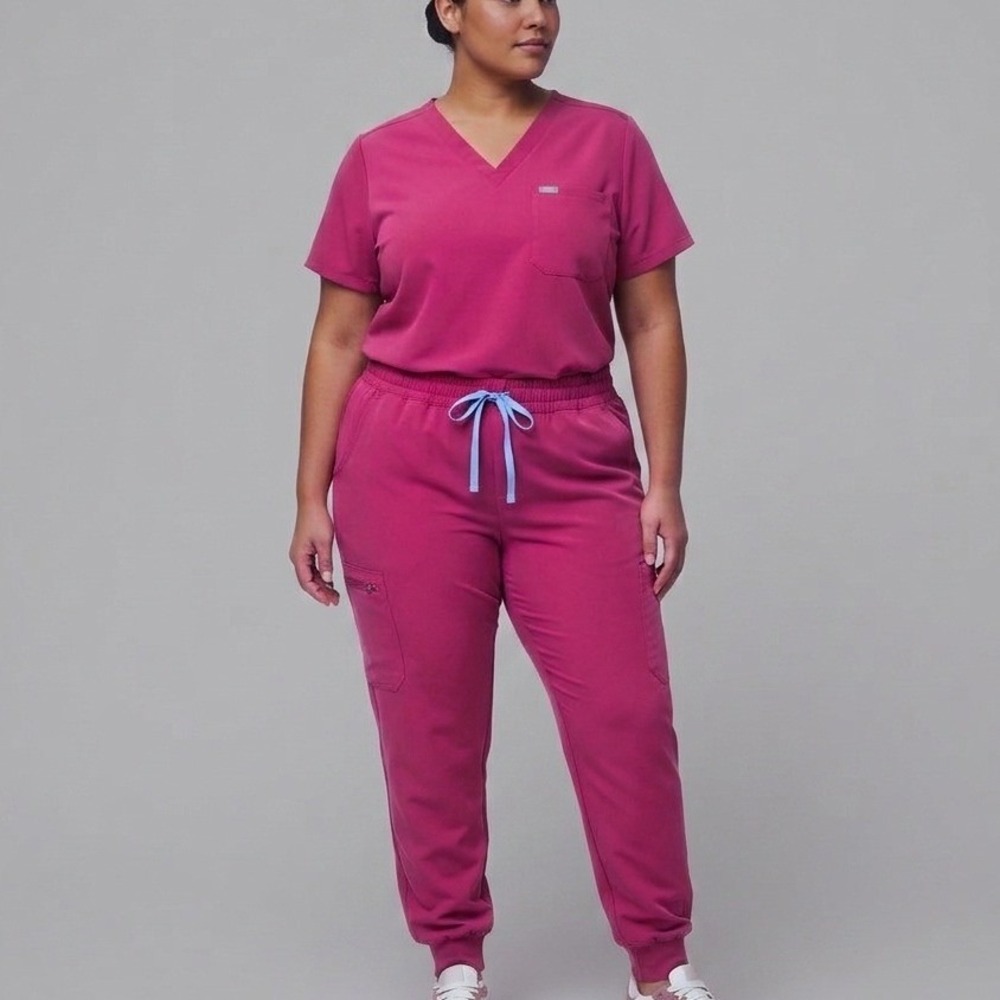 FIGS Raspberry Sorbet Scrub Set Limited Edition Top XL Joggers L Raspberry Pink